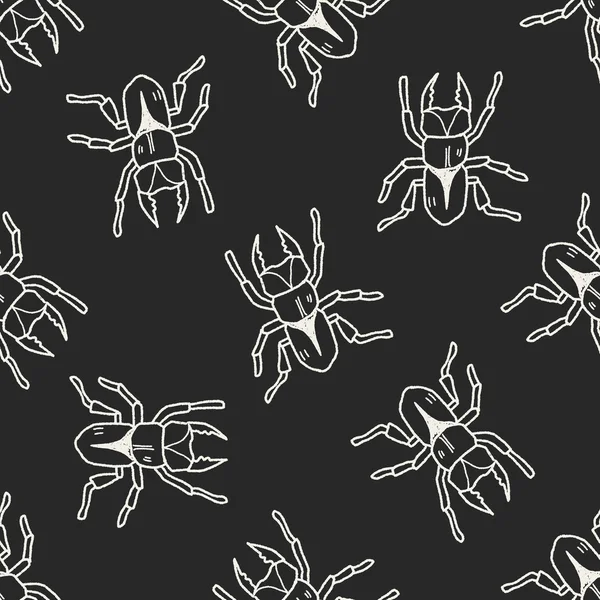 Beetle doodle seamless pattern background — Stock Vector