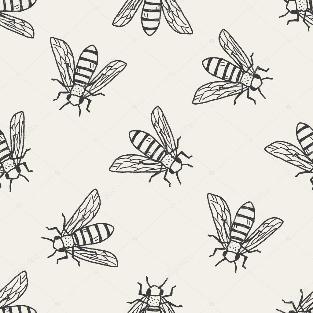 bee doodle seamless pattern background