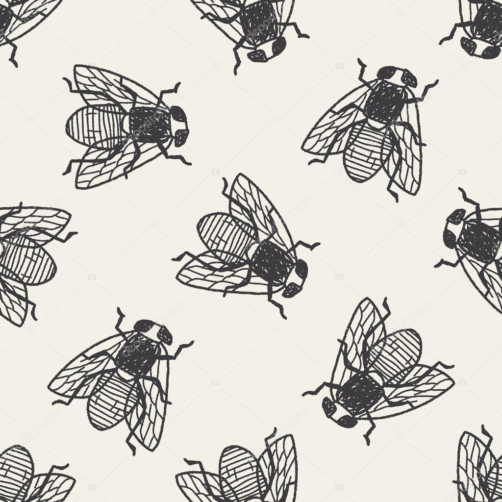 fly bug doodle seamless pattern background