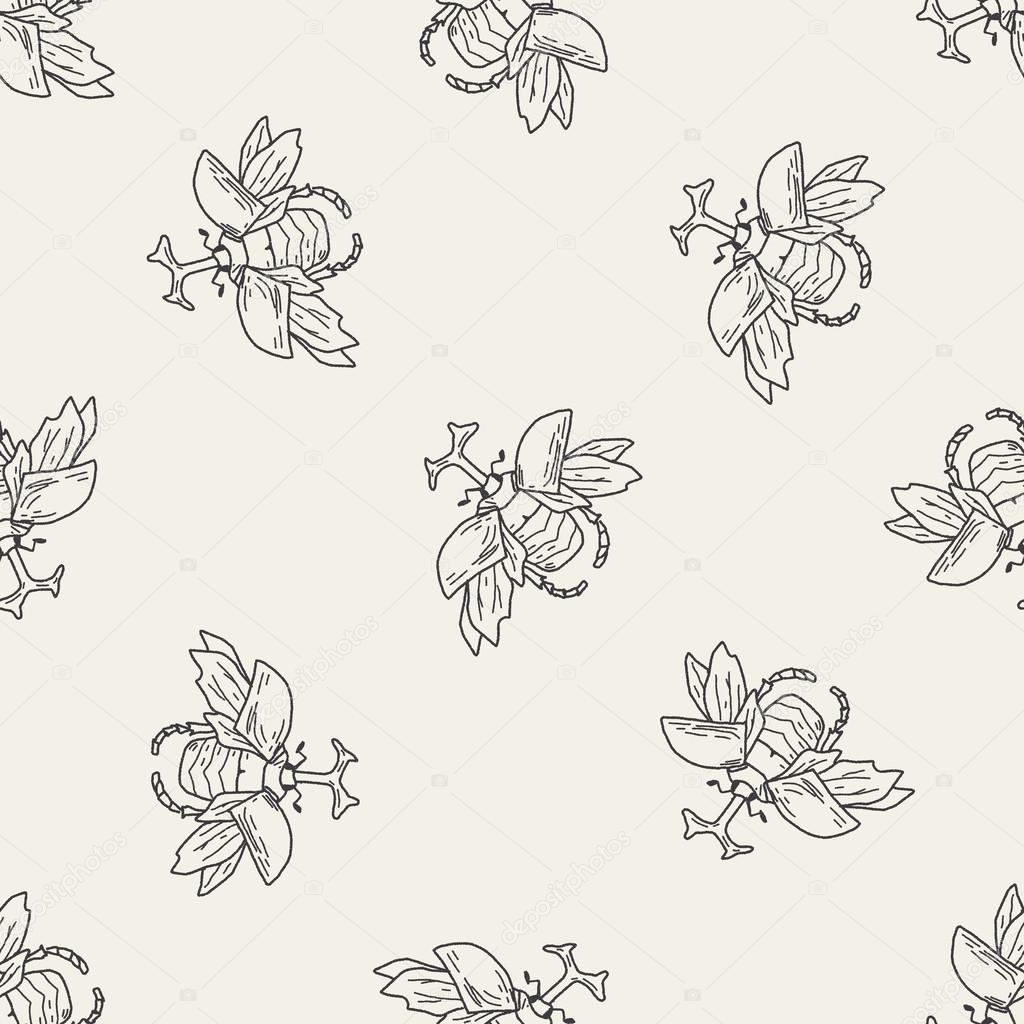 beetle doodle seamless pattern background