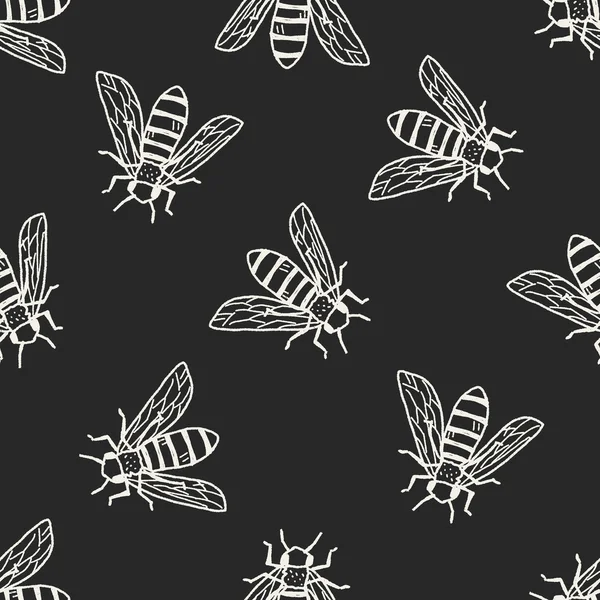 Bee doodle sömlös bakgrund — Stock vektor