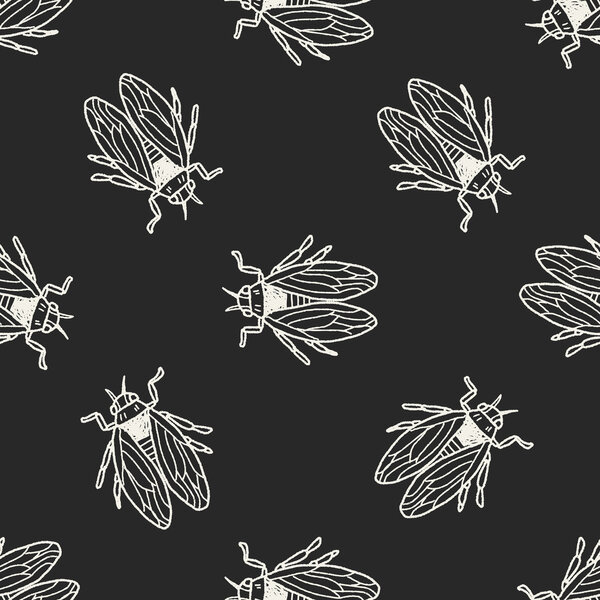 fly bug doodle seamless pattern background