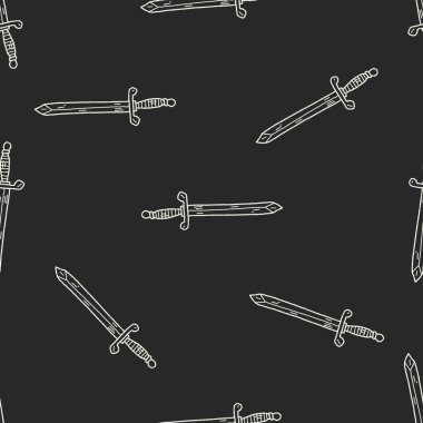 kılıç doodle Dikişsiz desen arka plan