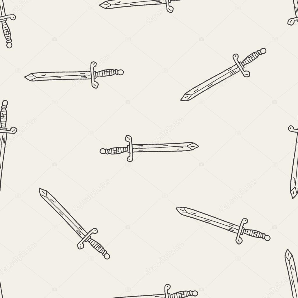 sword doodle seamless pattern background