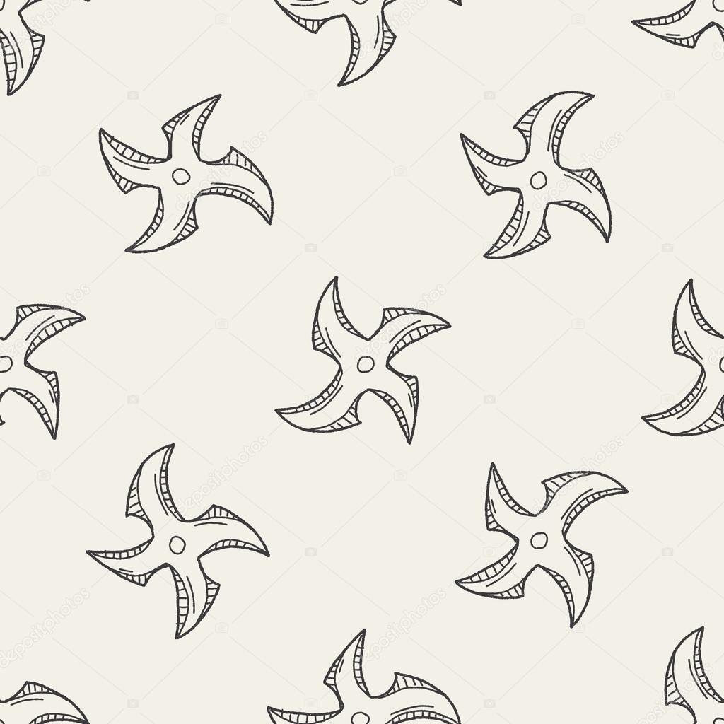 ninja weapon doodle seamless pattern background