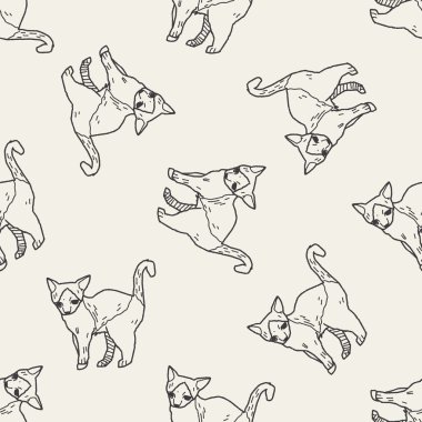 kedi doodle çizim Dikişsiz desen arka plan
