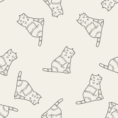kedi doodle çizim Dikişsiz desen arka plan