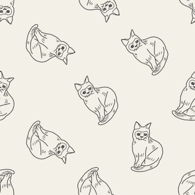 kedi doodle çizim Dikişsiz desen arka plan