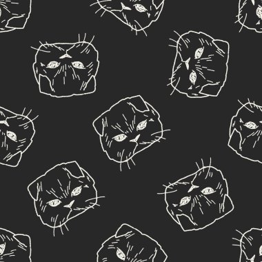 kedi doodle çizim Dikişsiz desen arka plan