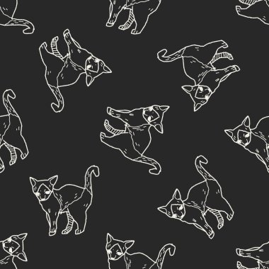 kedi doodle çizim Dikişsiz desen arka plan