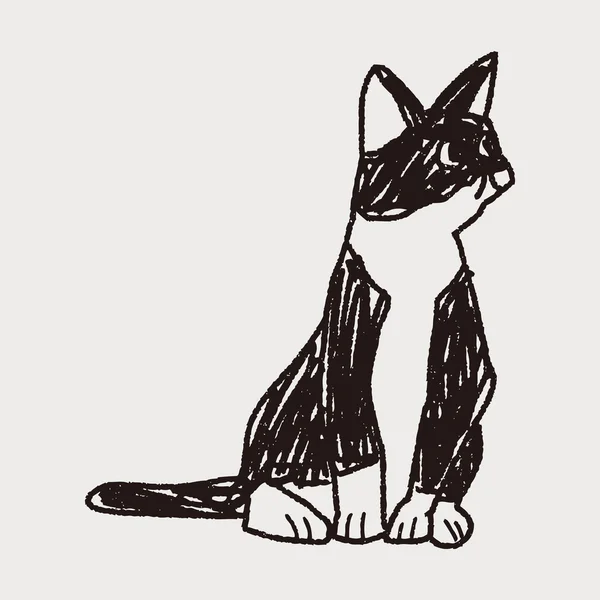 Desenho doodle gato — Vetor de Stock