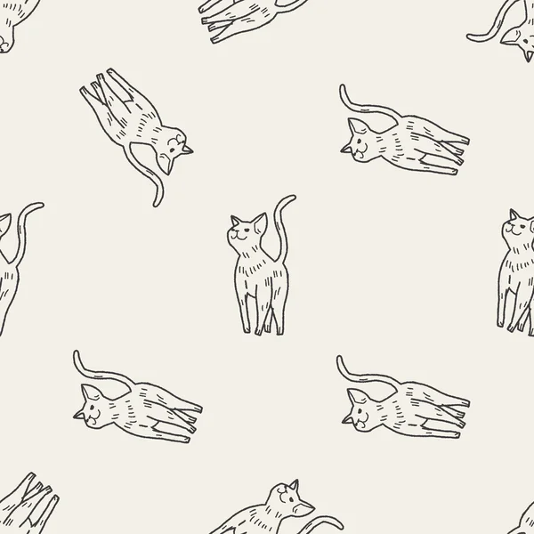 猫落書き図面のシームレスなパターン背景 — ストックベクタ