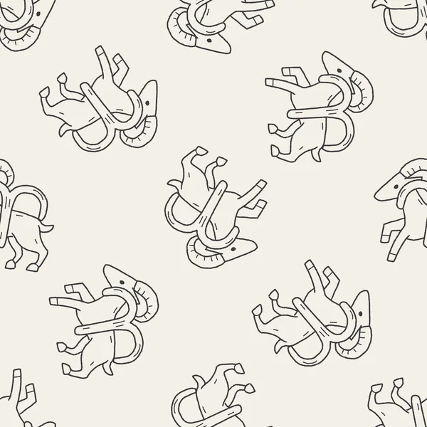 Aries Constellation doodle seamless pattern background - Stok Vektor