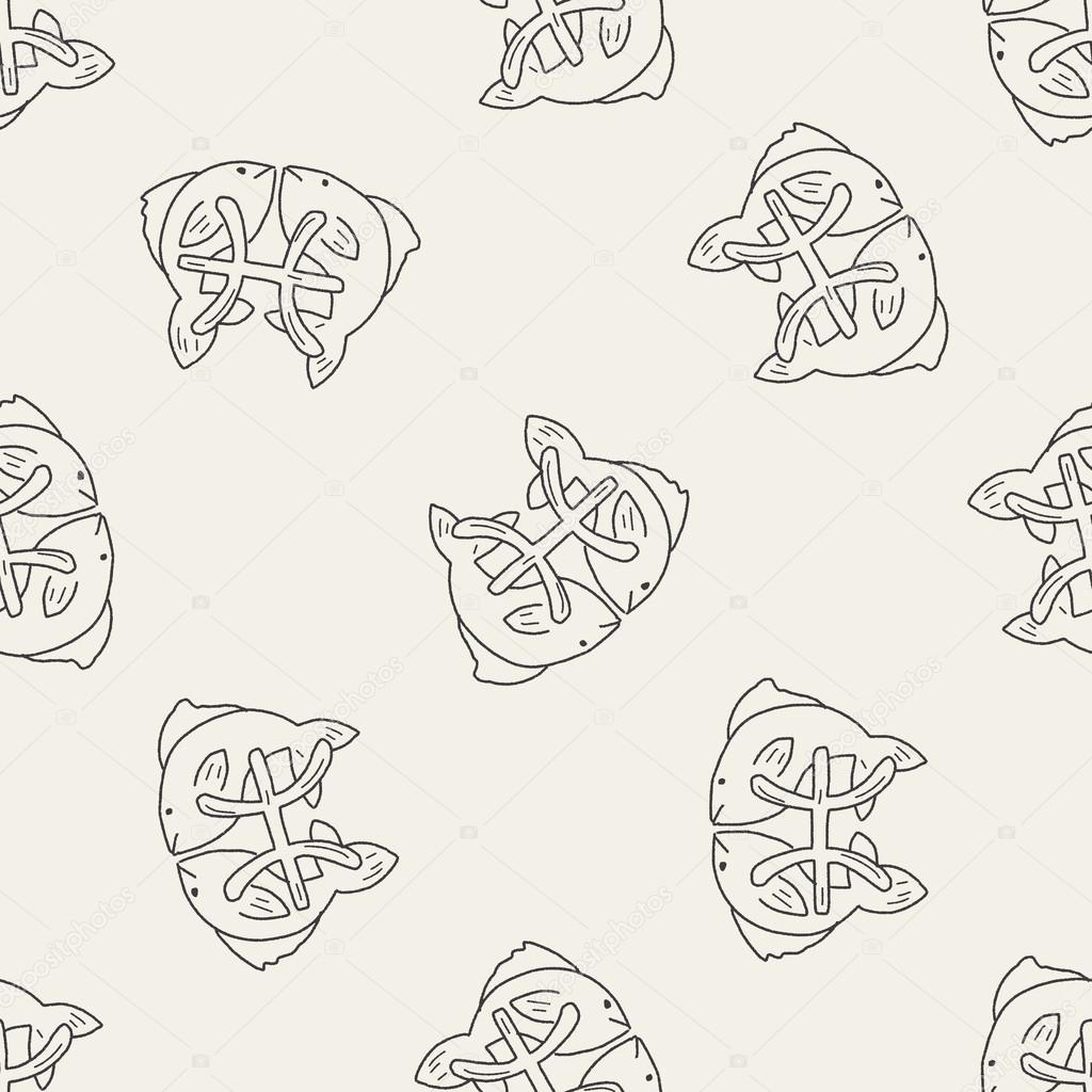 pisces Constellation doodle seamless pattern background