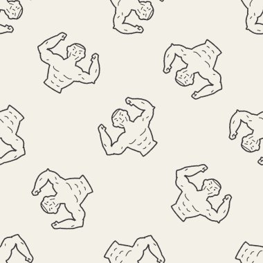 Güçlü kas doodle Dikişsiz desen arka plan