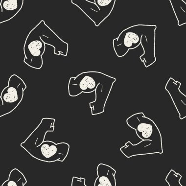 Güçlü kas doodle Dikişsiz desen arka plan