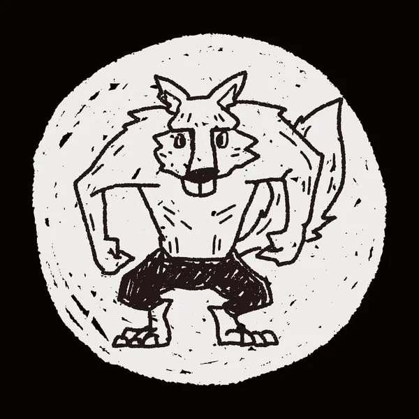 Garabato de hombre lobo — Archivo Imágenes Vectoriales