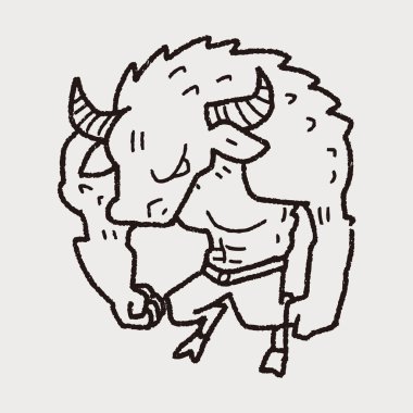 bull monster doodle clipart