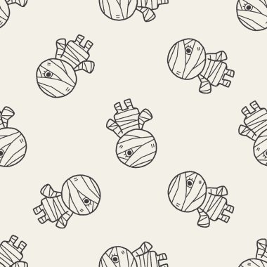 Mumya doodle Dikişsiz desen arka plan