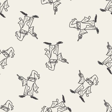 Sihirbazı doodle Dikişsiz desen arka plan