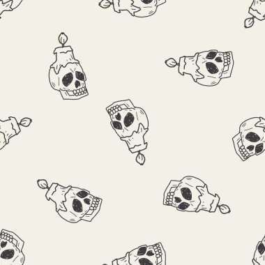 Kafatası mum doodle Dikişsiz desen arka plan