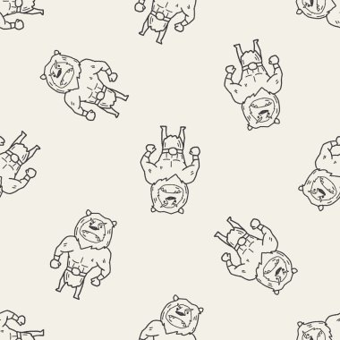Aslan canavar doodle Dikişsiz desen arka plan