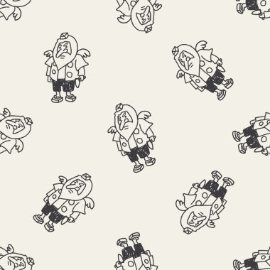 canavar doodle Dikişsiz desen arka plan