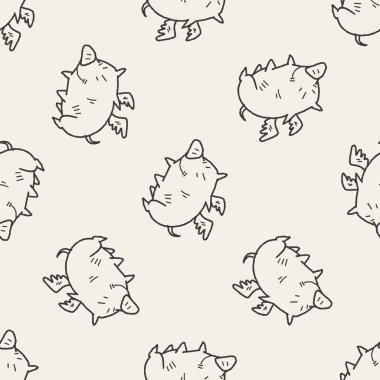 uçan domuz doodle Dikişsiz desen arka plan