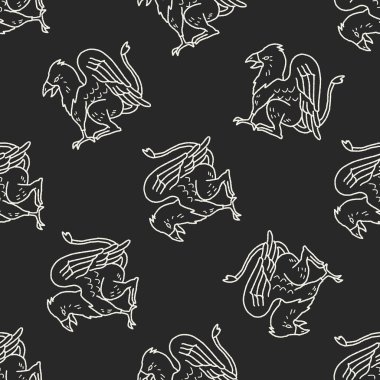 Griffin doodle Dikişsiz desen arka plan