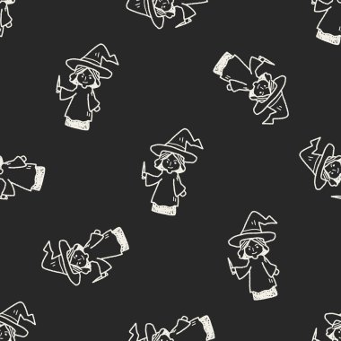 Sihirbazı doodle Dikişsiz desen arka plan