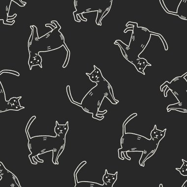 kedi doodle Dikişsiz desen arka plan