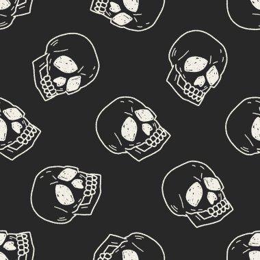 Kafatası doodle Dikişsiz desen arka plan