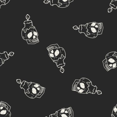 Kafatası mum doodle Dikişsiz desen arka plan
