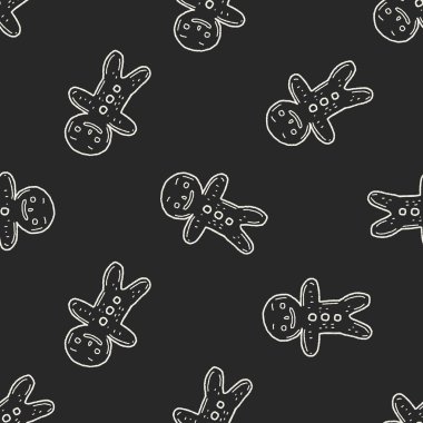 Zencefilli kurabiye adam doodle Dikişsiz desen arka plan