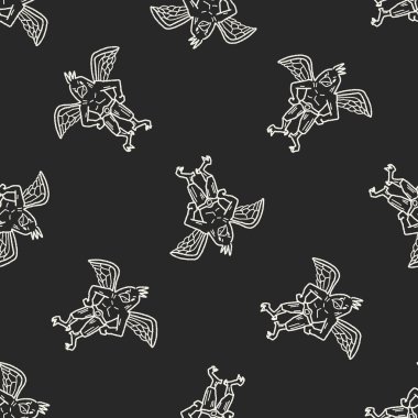 Griffin doodle Dikişsiz desen arka plan
