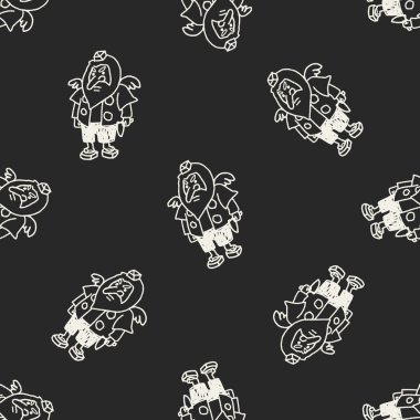 canavar doodle Dikişsiz desen arka plan