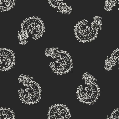 Çince ejderha doodle Dikişsiz desen arka plan