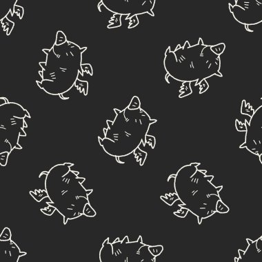 uçan domuz doodle Dikişsiz desen arka plan