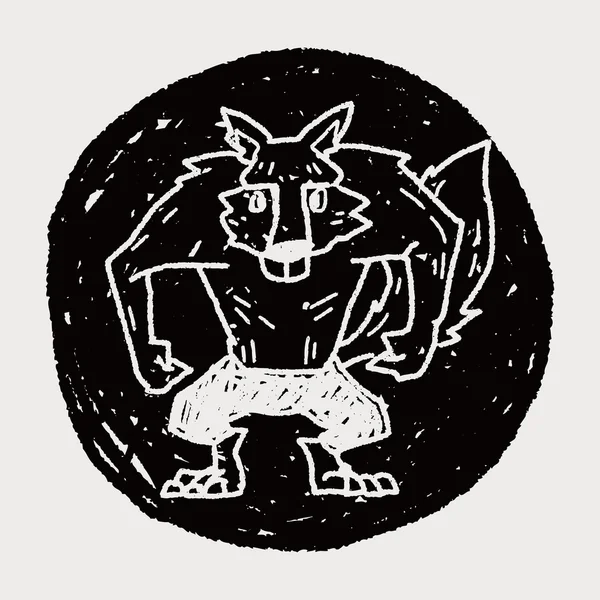Werewolf doodle — Stock Vector
