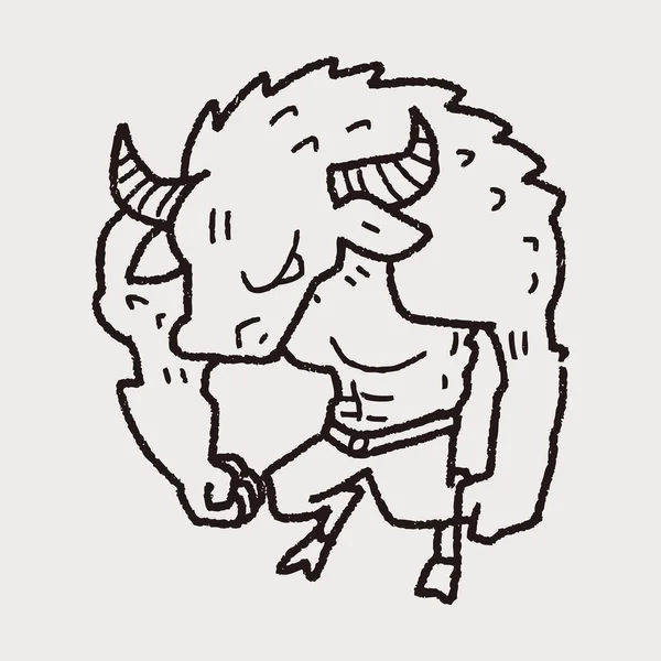 Bull monster doodle — Stock vektor