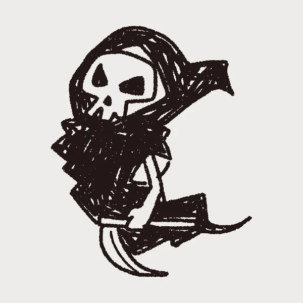 Grim Reaper garabato — Vector de stock