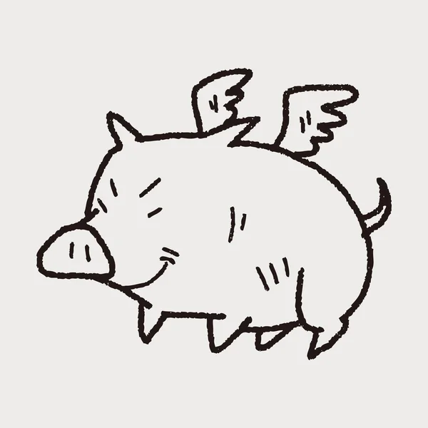 Літаючих свиней doodle — стоковий вектор