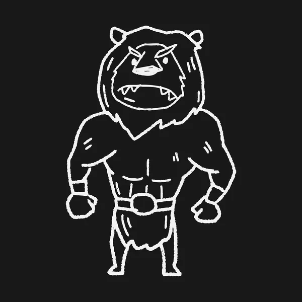Lion monster doodle — Stock vektor
