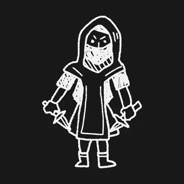 Garabato ninja — Vector de stock