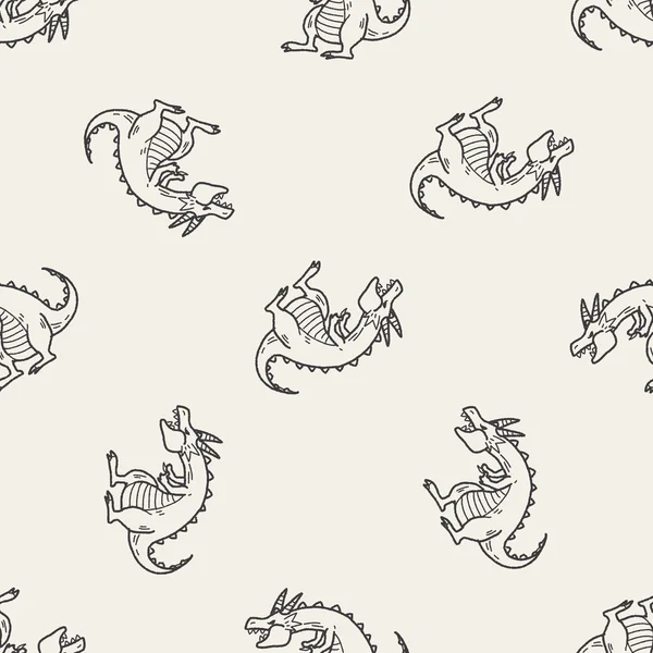 ドラゴン落書きのシームレスなパターン背景 — ストックベクタ