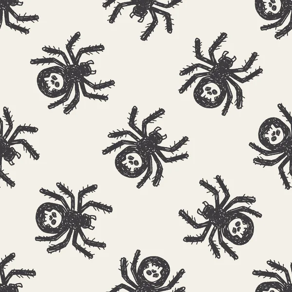 Spider doodle seamless pattern background — Stock Vector