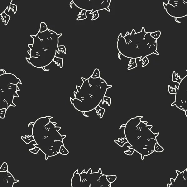 Flying pig doodle seamless pattern background — Stock Vector