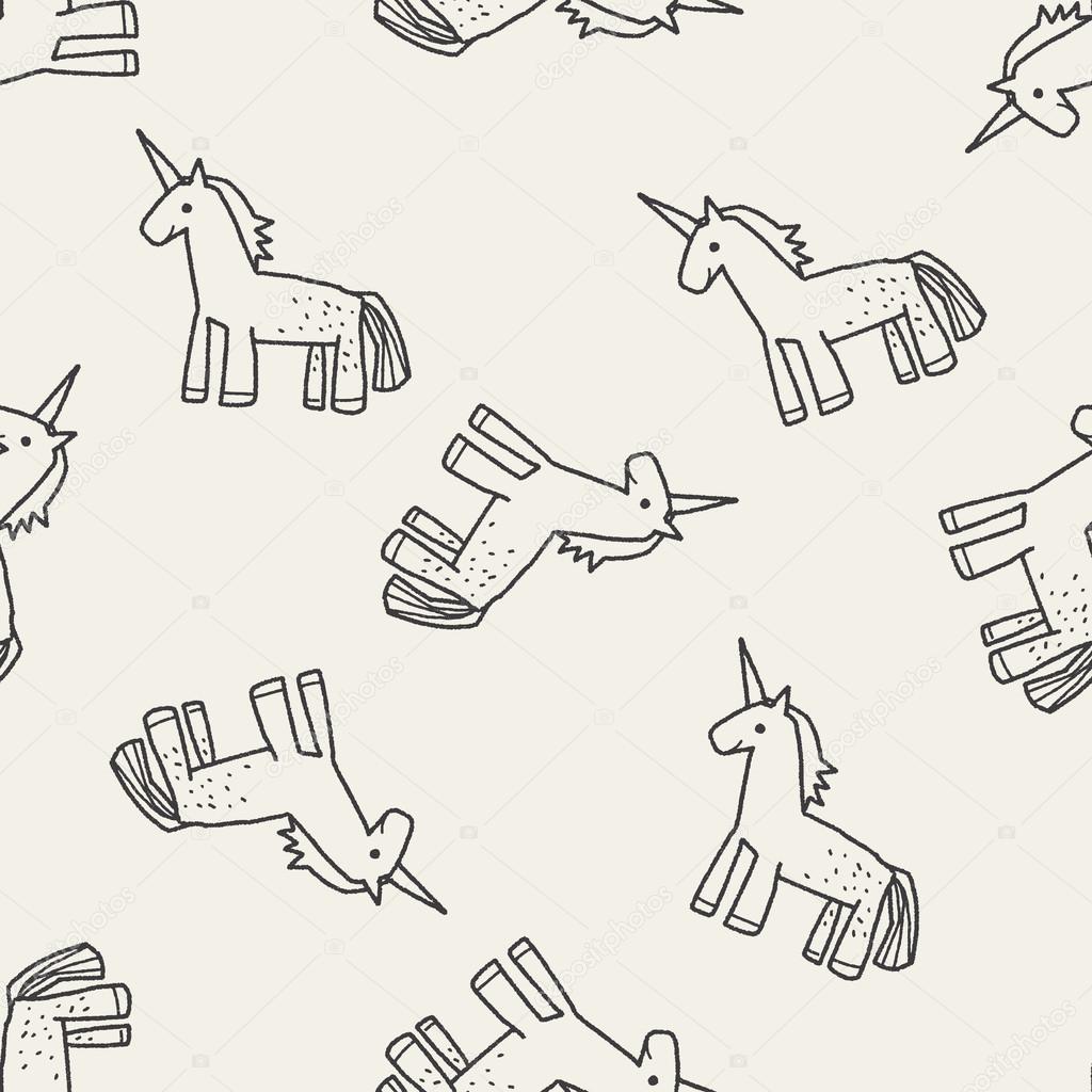 Unicorn doodle seamless pattern background