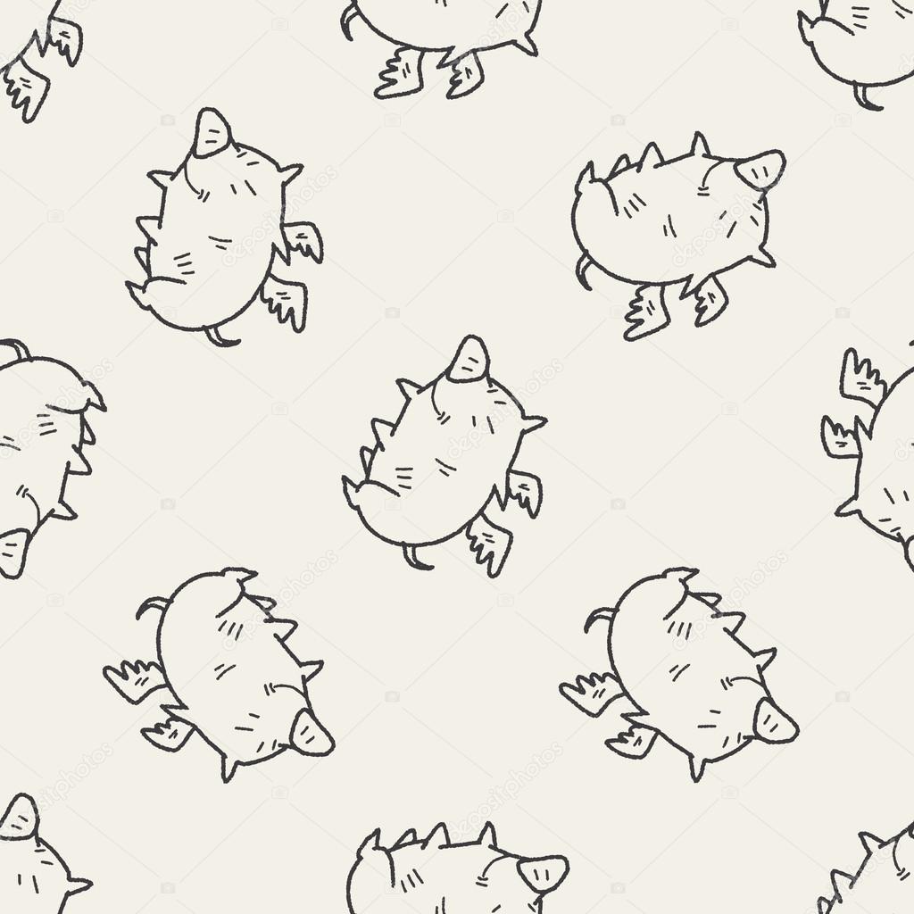 flying pig doodle seamless pattern background