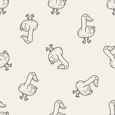 ördek Dikişsiz desen arka plan doodle